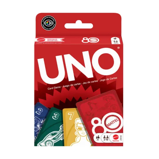 UNO Mattel 80th Ruby Red Card Game For Kids & Family Night