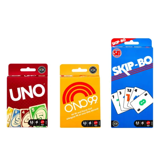 Vintage Set With 3 Card Games, UNO, O’No 99 & Ski-Bo For Kid, Adult & Family Nights & Parties